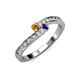 3 - Orane Citrine and Iolite with Side Diamonds Bypass Ring 