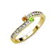 3 - Orane Citrine and Peridot with Side Diamonds Bypass Ring 