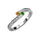 3 - Orane Citrine and Green Garnet with Side Diamonds Bypass Ring 