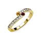 3 - Orane Citrine and Red Garnet with Side Diamonds Bypass Ring 