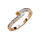 3 - Orane Citrine and Aquamarine with Side Diamonds Bypass Ring 