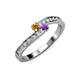 3 - Orane Citrine and Amethyst with Side Diamonds Bypass Ring 