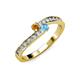 3 - Orane Citrine and Blue Topaz with Side Diamonds Bypass Ring 