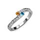 3 - Orane Citrine and London Blue Topaz with Side Diamonds Bypass Ring 