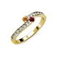 3 - Orane Citrine and Ruby with Side Diamonds Bypass Ring 