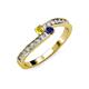 3 - Orane Yellow and Blue Sapphire with Side Diamonds Bypass Ring 