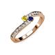 3 - Orane Yellow and Blue Sapphire with Side Diamonds Bypass Ring 