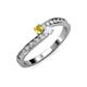 3 - Orane Yellow and White Sapphire with Side Diamonds Bypass Ring 