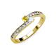3 - Orane Yellow and White Sapphire with Side Diamonds Bypass Ring 