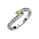 3 - Orane Yellow Sapphire and Tanzanite with Side Diamonds Bypass Ring 