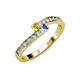 3 - Orane Yellow Sapphire and Tanzanite with Side Diamonds Bypass Ring 