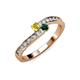 3 - Orane Yellow Sapphire and Emerald with Side Diamonds Bypass Ring 