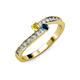 3 - Orane Yellow Sapphire and Blue Diamond with Side Diamonds Bypass Ring 