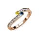 3 - Orane Yellow Sapphire and Blue Diamond with Side Diamonds Bypass Ring 