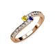 3 - Orane Yellow Sapphire and Iolite with Side Diamonds Bypass Ring 