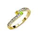3 - Orane Yellow Sapphire and Peridot with Side Diamonds Bypass Ring 