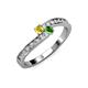 3 - Orane Yellow Sapphire and Green Garnet with Side Diamonds Bypass Ring 