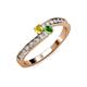 3 - Orane Yellow Sapphire and Green Garnet with Side Diamonds Bypass Ring 