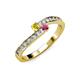 3 - Orane Yellow Sapphire and Rhodolite Garnet with Side Diamonds Bypass Ring 