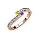 3 - Orane Yellow Sapphire and Amethyst with Side Diamonds Bypass Ring 