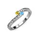 3 - Orane Yellow Sapphire and Blue Topaz with Side Diamonds Bypass Ring 