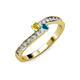 3 - Orane Yellow Sapphire and London Blue Topaz with Side Diamonds Bypass Ring 