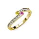 3 - Orane Yellow and Pink Sapphire with Side Diamonds Bypass Ring 