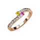 3 - Orane Yellow and Pink Sapphire with Side Diamonds Bypass Ring 