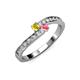 3 - Orane Yellow Sapphire and Pink Tourmaline with Side Diamonds Bypass Ring 