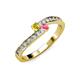 3 - Orane Yellow Sapphire and Pink Tourmaline with Side Diamonds Bypass Ring 