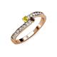 3 - Orane Yellow Sapphire and Smoky Quartz with Side Diamonds Bypass Ring 