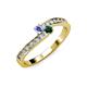 3 - Orane Tanzanite and Emerald with Side Diamonds Bypass Ring 