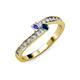 3 - Orane Tanzanite and Blue Diamond with Side Diamonds Bypass Ring 