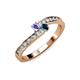 3 - Orane Tanzanite and Blue Diamond with Side Diamonds Bypass Ring 