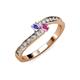 3 - Orane Tanzanite and Pink Sapphire with Side Diamonds Bypass Ring 