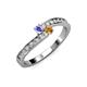 3 - Orane Tanzanite and Citrine with Side Diamonds Bypass Ring 