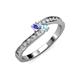 3 - Orane Tanzanite and Aquamarine with Side Diamonds Bypass Ring 