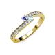 3 - Orane Tanzanite and Aquamarine with Side Diamonds Bypass Ring 