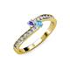 3 - Orane Tanzanite and Blue Topaz with Side Diamonds Bypass Ring 