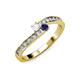 3 - Orane White and Blue Sapphire with Side Diamonds Bypass Ring 