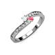 3 - Orane White Sapphire and Pink Tourmaline with Side Diamonds Bypass Ring 