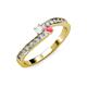 3 - Orane White Sapphire and Pink Tourmaline with Side Diamonds Bypass Ring 