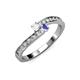 3 - Orane White Sapphire and Tanzanite with Side Diamonds Bypass Ring 