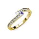 3 - Orane White Sapphire and Tanzanite with Side Diamonds Bypass Ring 