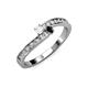 3 - Orane White Sapphire and Black Diamond with Side Diamonds Bypass Ring 