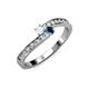 3 - Orane White Sapphire and Blue Diamond with Side Diamonds Bypass Ring 
