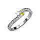 3 - Orane White Sapphire and Yellow Diamond with Side Diamonds Bypass Ring 