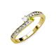 3 - Orane White Sapphire and Yellow Diamond with Side Diamonds Bypass Ring 