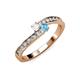 3 - Orane White Sapphire and Blue Topaz with Side Diamonds Bypass Ring 
