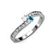 3 - Orane White Sapphire and London Blue Topaz with Side Diamonds Bypass Ring 